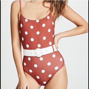 Solid + Striped “Nina” dot belted one peice suit